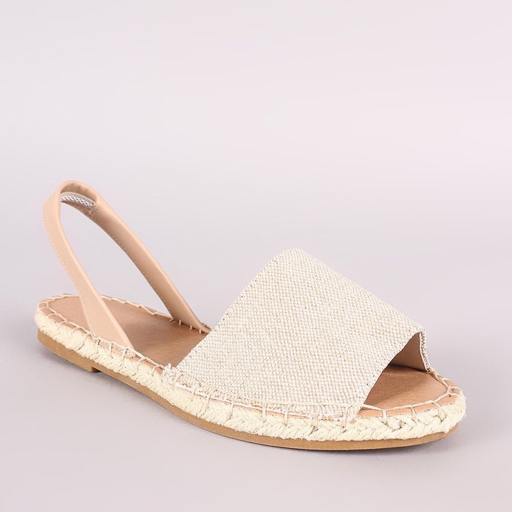 NEW Bamboo Linen Espadrille Slingback Sandal. Sz 7